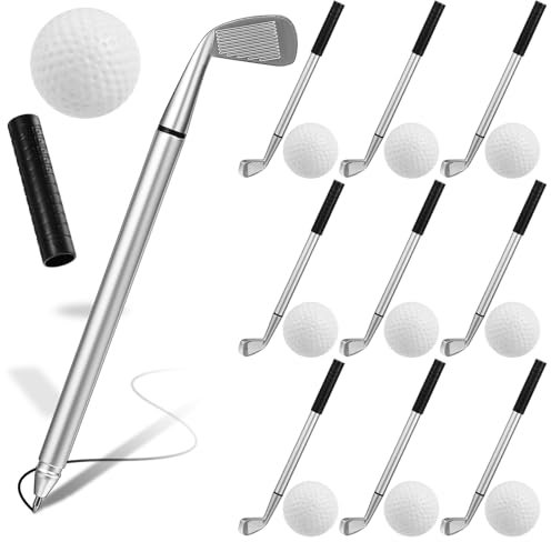 OHPHCALL 10 PCS Golf Pen Set Golf Ballpoint Pen Mini Golf Clubs Pens Decorative with 10 PCS golf ball for Students Coworkers Office Stationery Supplies