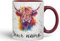 Vixar Personalised Mug with Your Text Name Highland Scottish Cow Farm Animals Watercolour Art Coloured Ceramic Mug Cup Gift 330ml 11oz Custom Work Office Tea Coffee HC4 (Maroon)