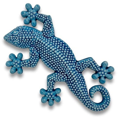 Toocook Naturkeramik-Meerestiere - glasiert oder naturfarben - für Wand- und Wohndekoration, handgefertigt, Geschenkidee, hergestellt in Italy (Blauer Gecko)