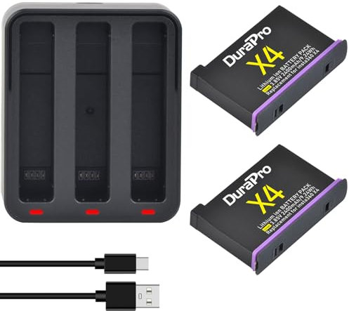 DuraPro 2 Akkus + Schnellladehub für Insta360 X4 Kamera