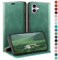 HUOUH for iPhone 16 6.1 Wallet case with RFID Blocking PU Leather,Flip Folio Book covers,Credit Card Holder Shockproof Phone case Women Men for Apple 16 case Sea Green
