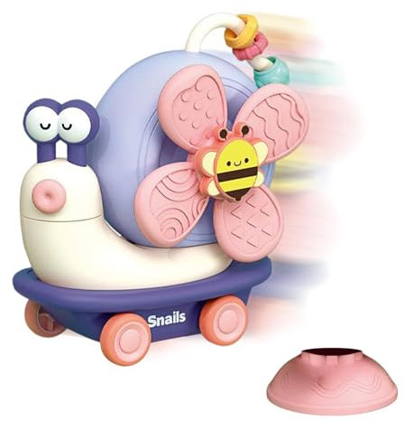 High Chair Toy, Suction Cup Spinner Toy, Educational Learning Toy, Snail Shape Developmental Tray Toy, Silicone Pull String Activity Toy, Easy To Use, Portable for Baby Girl Boy