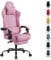 Fabric Gaming Chair with Footrest, Ergonomic Reclining Gamer Chairs, Height Adjustable Swivel Task Chairs with Headrest & Lumbar support, Breathable Cloth PC Video Computer Chair for Adults, Pink