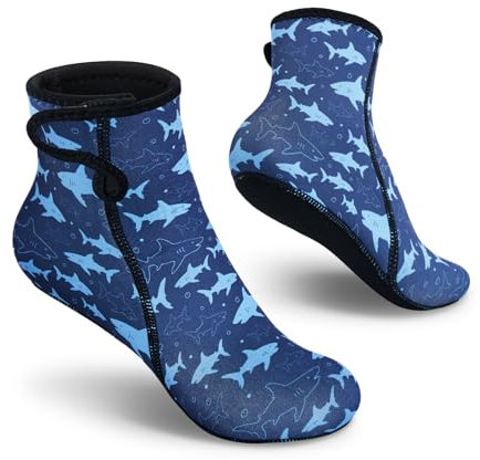 Summshall Neoprensocken Kinder 3mm Warm Halten Neopren Socken Wattsocken Schwimmsocken Strandsocken für Wassersport