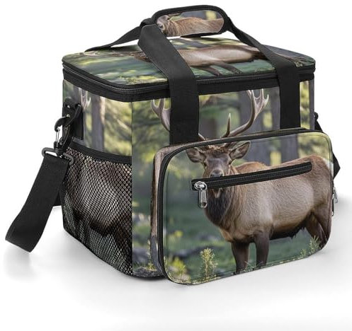 Weiche Kühltasche, isolierte Tasche, Motiv: Hirsch in der Wildnis, auslaufsicher, tragbar, weiche Kühltruhe mit verstellbarem Schultergurt