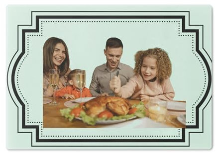 Planche à découper en verre trempé antidérapant avec bord décoratif personnalisable