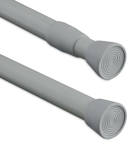 Relaxdays Barra Cortina Extensible, 110 - 200 cm, Palo Presión Ducha, Visillos, Acero Inoxidable, sin Taladrar, Gris
