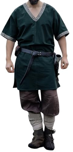 Leonardo Carbone® Wikinger Tunika Loki - Mittelalter Kleidung Herren, Mittelalter Hemd Herren, Karneval Kostüm Herren, Wikinger Tunika, LARP Kleidung - 100% Baumwolle