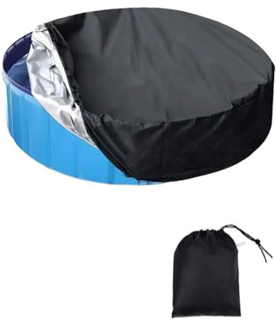 Round Swimming Dog Pool Cover - Foldable UV Resistant Accessories for Paddling Pool for kids, Dustproof Waterproof Scratch-Proof Hot Tubs Cover, Garden Outdoor Plastic Inflatable Tubs Lid