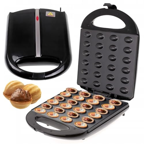 Peanut machine 1600W, cookie maker, non-stick coating, baking 24 halves at the same time, overheat protection, sweet and salty nuts, vertical storage black
