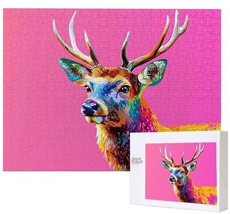 Hirsch Puzzle 200 Teile Puzzles Erwachsene, Helle und farbenfrohe Puzzles, Indoor-Puzzle-Kreativspiel zur Entspannung von Erwachsenen und Erziehung oder als Geschenk I-453