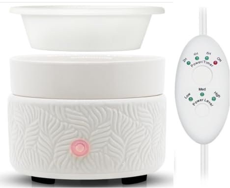 Electric Wax Melt Burner Warmer - 4-in-1 Ceramic Wax Warmer with Timer Auto Shut-Off & Removable Silicone Dish for Wax Cubes, Essential Oils, Candle Jars, Coffee Mug Warmer as Gifts and Home Decor