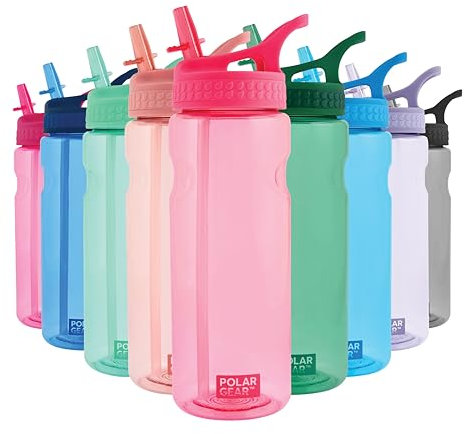 Polar Gear Aqua Grip Water Bottle – BPA-Free Reusable Water Bottles With Straw – 650ml Sports Water Bottle Perfect for Gym, Cycling & Work