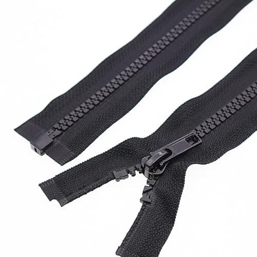 SHUNLI 2 Stück 35 cm Reißverschluss - Masche 5mm - Schwarz Teilbar Kunststoff Reißverschluss für DIY Jacken