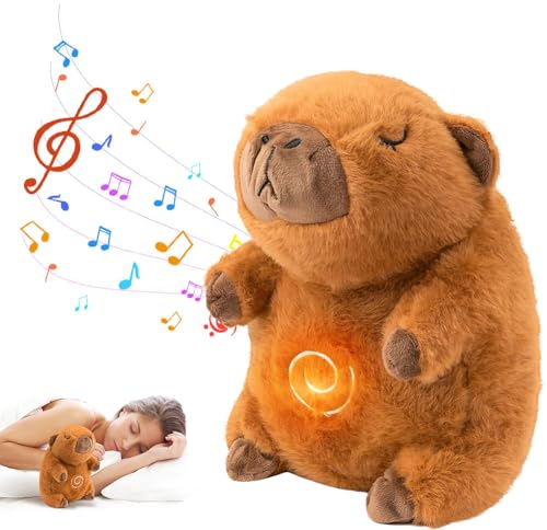 HTGWCG Schlummer Koala Kuscheltier, Capybara Schlummer Kuscheltier, Koala Plüschtier Schlum-mer Otter Kuschelti-er mit Atembewegung und Musik Schlum-mer Teddy Kuschelti-er
