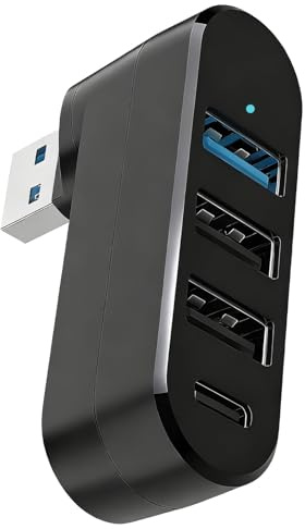 Hub USB 3.0 à 4 Ports avec Port C (Splitter USB avec 3 Ports et Un Port Type-C), Mini Multiport (90°/180° Rotatif) Multiprise USB Portable, Compatible avec PC Portable, Notebook PC, Clavier, etc