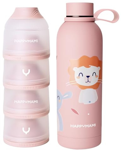 HAPPYMAMI Pack Termo y Dosificador Leche en Polvo | Recién Nacido | Set de alimentación antiadherente sin BPA. Para tomas rápidas, cómodas y tranquilas fuera de casa. Regalo recién nacido.