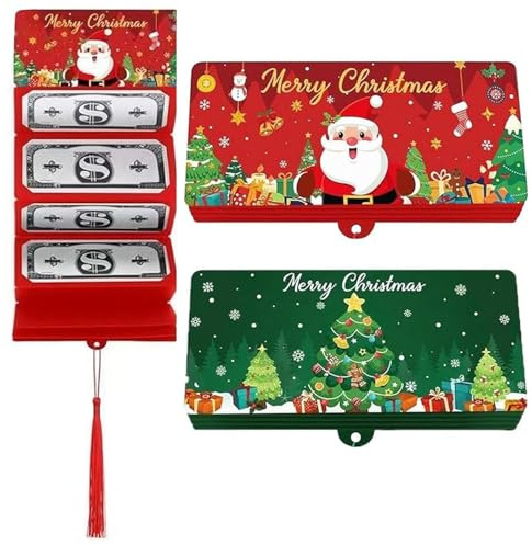 XUDUOO Geldgeschenk Weihnachten mit 10 Fächern, 2 Stück Kleine Kollegen, Geldgeschenke Geburtstag, Überraschung Christmas Cash Gift Envelope,Kartenhalter für Alle Jubiläen(R)