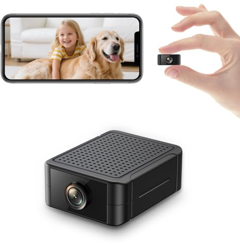Liretope Mini Kamera, 4K HD WLAN Überwachungskamera Innen Für Live Übertragung Handy APP, WiFi Camera Nachtsichtkamera mit Bewegungsmelder/Lange Batterielaufzeit/Cloud-Speicherplat