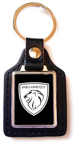 Print Corner Porte-clés Acier/Simili Cuir Luxury compatible avec - Peugeot (noir)
