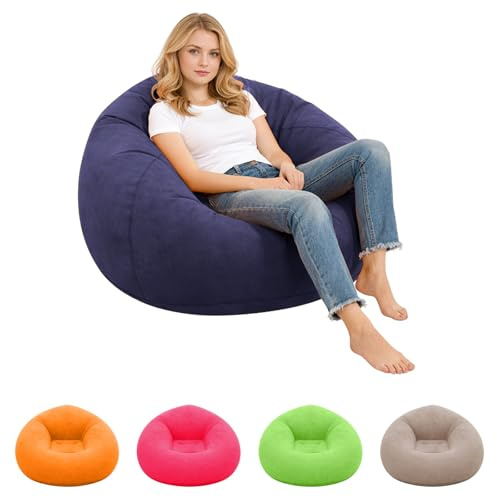 Aufblasbarer Sitzsack - 103x60cm Aufblasbares Sofa, Aufblasbarer Outdoor|Indoor-Sessel, Wohnzimmer Liegestuhl Schlafzimmer Sitzsack Superweich Bean Bag Lounge Sitzhocker Relax-Sessel, Blau