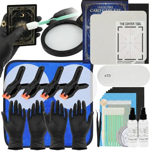 FETUSI Kit de restauración de pulido de limpieza de tarjetas, kit de cuidado de tarjetas coleccionables con plantilla de fijación y espuma moldeadora EVA, ideal para cuidado de tarjetas clasificadas