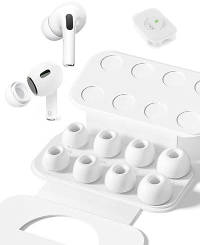 CULEB 4 Pares Almohadillas Compatible Airpods Pro/Pro 2 con Orificio para reducción Ruido,Almohadillas Auriculares,Antideslizante de Silicona Suave,reemplazo de Insertos para los oídos (XS/S/M/L)