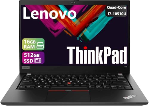 Lenovo Thinkpad T14 Gen 1 Laptop Business, 14 pollici FHD (1920x1080), Intel Core i7-10510U, 16 GB RAM, 512 GB SSD, Tastiera US QWERTY, Windows 11 Pro (Rcondizionato)