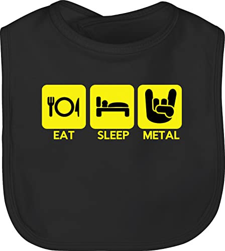 beVintage BZ12 Baby Baumwoll Latz Lätzchen - lustige Fotomotive - eat sleep metal - Unisize - Schwarz - lätze
