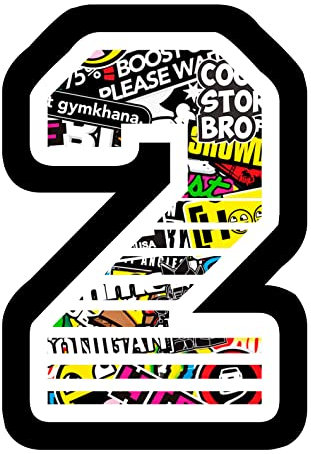 Aufkleber Zahl ANZANL NUMBER 2 RENNEN 12 cm ZENTIMETERN - STICKER BOMB - cross spur auto moto stickers