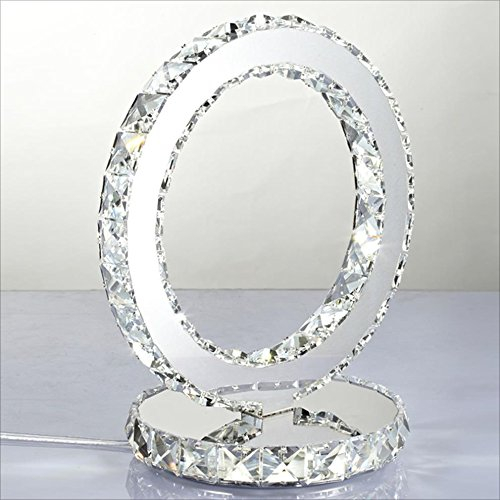 Lámpara europea moderna de mesa de cristal de acero inoxidable, lámpara de atenuación LED de vidrio de doble cara y dormitorio de noche (blanco) (tamaño: A)