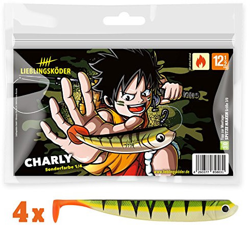 Lieblingsköder 4 Gummifische zum Zanderangeln mit Gummifisch 12,5 cm, Farbe Lieblingsköder:Charly