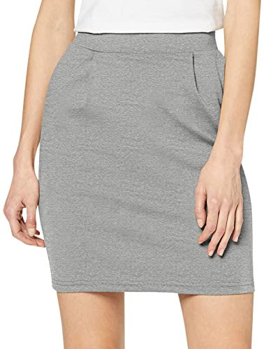 ICHI IHKATE SK Damen Kurzer Rock Minirock mit Stretch und Elastikbund, Größe:XL, Farbe:Grey Melange (10020)