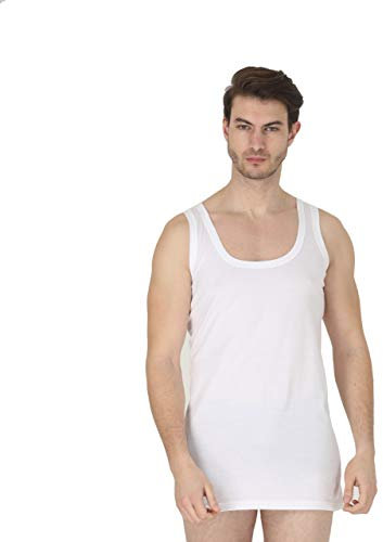 Pack Of 3 Mens 100 % Cotton Singlet Vests Underwear (X-LARGE, WHITE)
