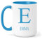 grabmybits Emma Personalized Initial Mug - Custom Name Ceramic Cup for Tea or Coffee Gift - Blue