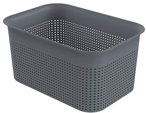Rotho Brisen kleiner Aufbewahrungskorb 4,5l, Kunststoff (PP) BPA-frei, anthrazit, 4,5l (26,2 x 18,0 x 13,0 cm)