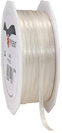 Präsent C.E. Pattberg Satin Elfenbein, 50 m Satinband zum Einpacken von Geschenken, 3 mm Breite, Geschenkband zum Dekorieren & Basteln, Dekoband, Anlass