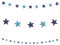 Oblique Unique® Stern Girlande Banner mit Sternen Deko für Geburtstag Jubiläum Baby Shower Party Weihnachten Blau Gold Roségold - Farbe wählbar (Blau)