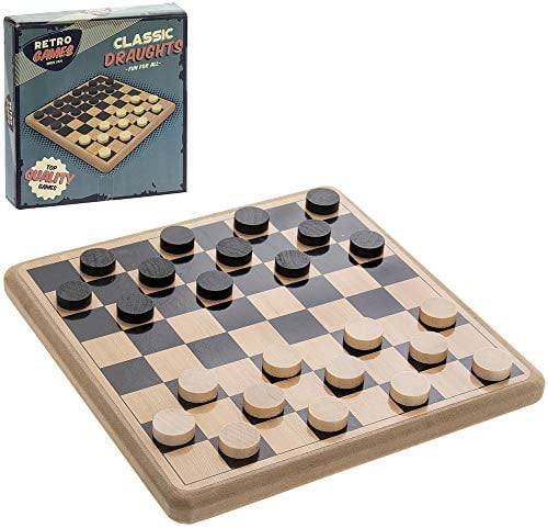 retrogames LP62001 Retro Games | Draughts | 1 Piece-21x21x5 cm Accessory, Cream and Black