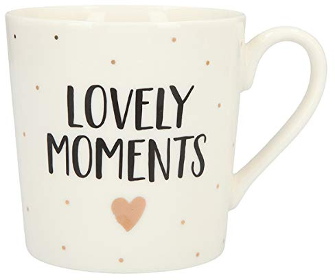 Depesche 5909.018 Tasse mit Henkel, aus Porzellan, 300 ml, mit Aufschrift, Lovely Moments
