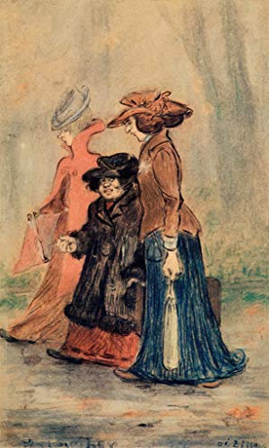Kunstdruck/Poster: Heinrich Zille Drei Damen im Tiergarten - hochwertiger Druck, Bild, Kunstposter, 40x65 cm