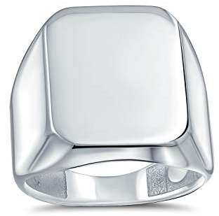 Klassische Executive Geometrische Anpassen Gravieren Einfache Große Rechteck Personalisieren Initialee Monogramm Siegelring Für Männer Poliert Glanz .925 Sterling Silber