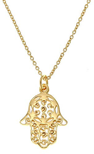 Oobi Doop Gold plated sterling silver Hamsa hand of Fatima pendant necklace with adjustable chain and jewellery gift box