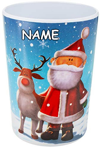 alles-meine.de GmbH Geschirr Motivwahl & Artikelwahl__ Trinkbecher/Zahnputzbecher/Malbecher - Weihnachtsmotiv - Weihnachtsmann & Rentier - inkl. Name - Becher - 350 ml - M..