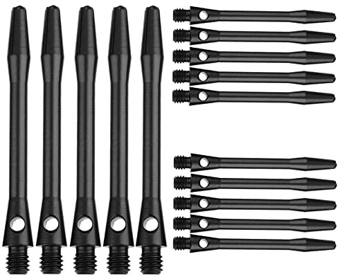 Colrid 15 Stück Metall Dart Schäfte, 45 mm Dart Schaft Aluminium, Dartschäfte, Dauerhaft, mit Standard 2BA Schraubengewinde, für Soft Dartpfeile und Steel Dartpfeile (Schwarz 45mm)