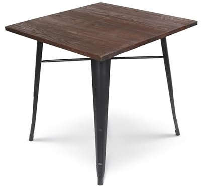 Kosmi Factory Tisch, Metall und Dunkles Holz, 80x80 cm