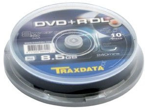 TRAXDATA RITEK DYE DVD+R DUAL LAYER 8.5GB 10 PACK 10pcs Cake Tub, Traxdata 906753ITRA003, 8.5GB DVD+R DL 8x, Dual Layer Branded Media, 240min