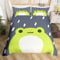 Loussiesd Cartoon Frog Duvet Cover 3D Animals Comforter Cover Rain Cute Animal Frog Green Gray Bedding Set For Kids Adults Bedspread Cover Ultra Soft Double Size Zipper