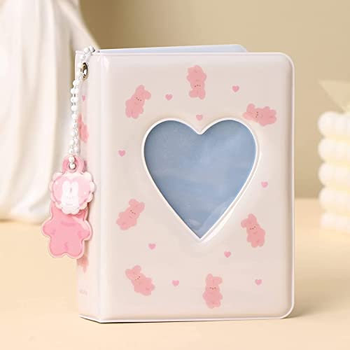 runrayay 3 Zoll rosa Kaninchen Mini-Fotoalbum für Kamera, Fotokarte Binder, Liebe Herz hohlen Fotokarte Halter Buch, Visitenkarte Buchhalter, Fotokarte Hüllen 40 Taschen