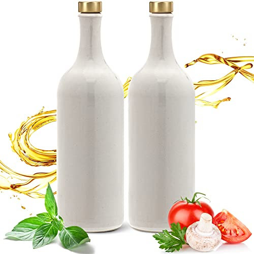 Ludwig- Feuerfest Feinschmecker Essig & Öl – Flaschen mit Ausgießer, Handgefertigtes Geschenkeset Made in Germany. Einzigartig, zeitlos und chic. Ausgießer in Deluxe- Gold (2x 750ml weiß)